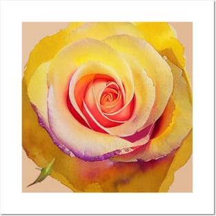 Yellow Colorful Rose Posters and Art